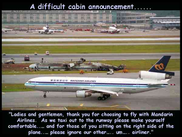 A difficult cabin announcement (picture)
